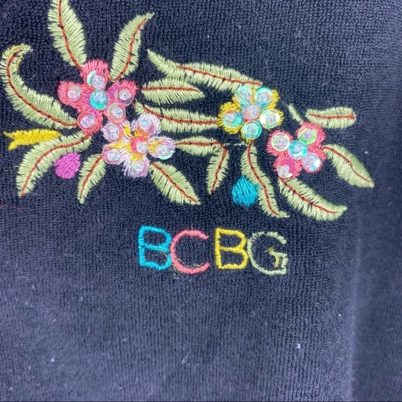 BCBGMaxazria Sz Large Black Peacock Track Jacket - Picture 3 of 6